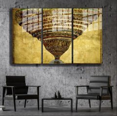 Ünlü Ressamlar ve Yapıtları Modern Yaşam Alanları İçin 3'lü Dikey Cam Tablo 692