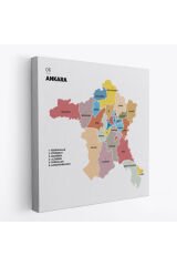 Ankara İli ve İlçeler Haritası Dekoratif Kanvas Tablo 1265