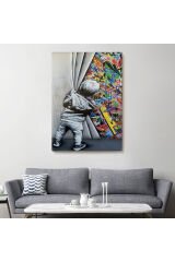 Bansky Tarzı Sokak Sanatı Dekoratif Duvar Tablosu -6168