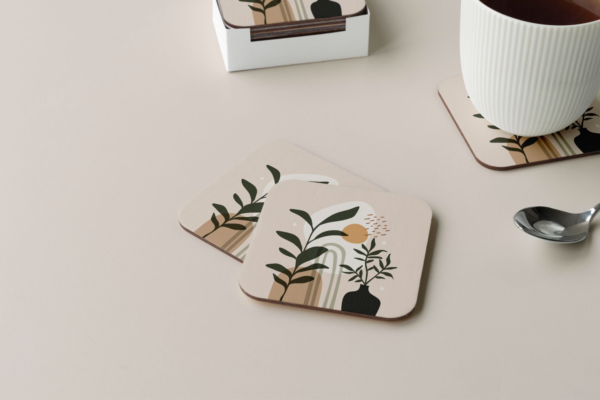 Dekoratif Bardak Altlığı Minimal Desen 05