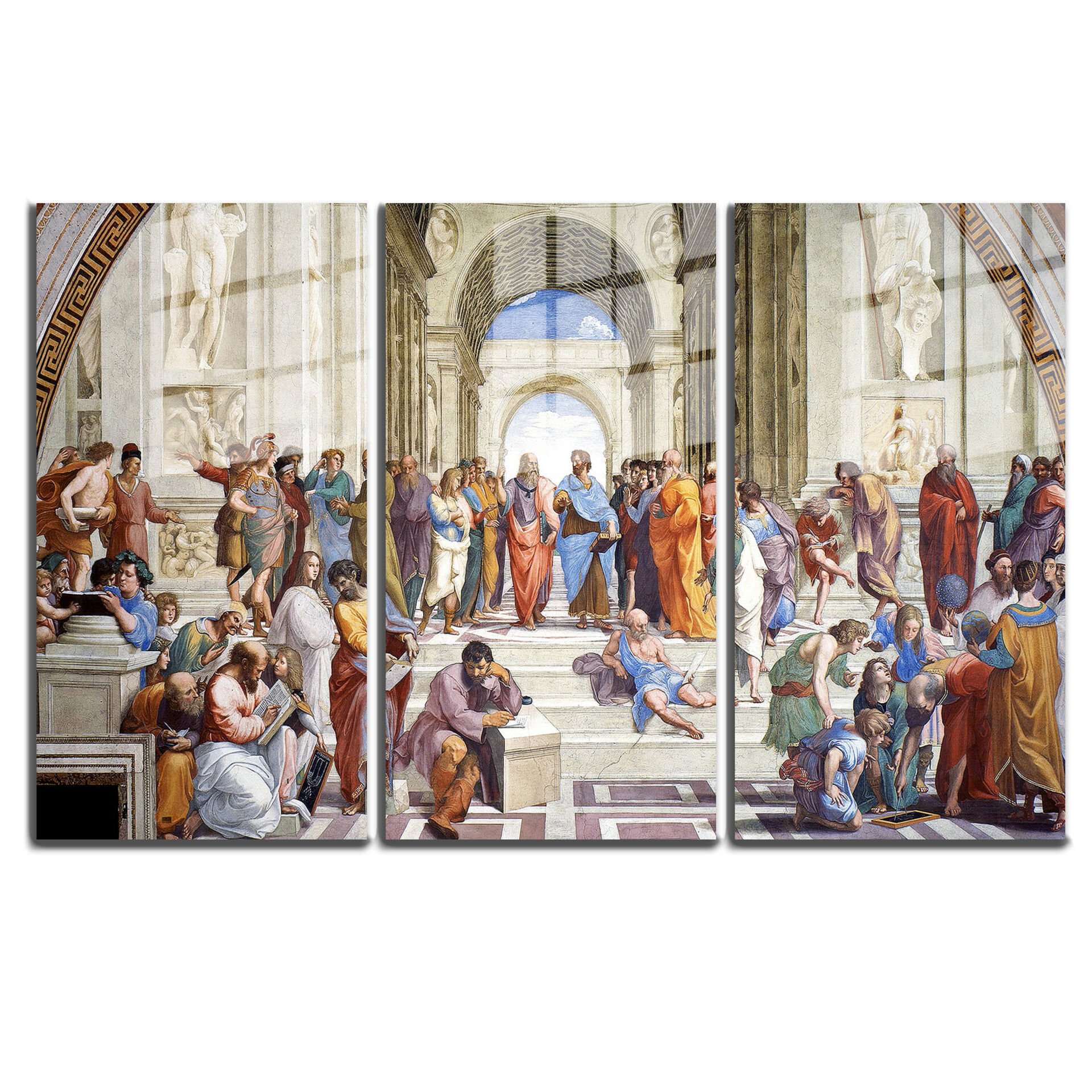 Ünlü Ressamlar ve Yapıtları Modern Yaşam Alanları İçin 3'lü Dikey Cam Tablo 697