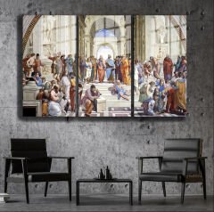 Ünlü Ressamlar ve Yapıtları Modern Yaşam Alanları İçin 3'lü Dikey Cam Tablo 697