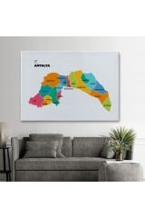 Antalya İli ve İlçeler Haritası Dekoratif Kanvas Tablo 1269