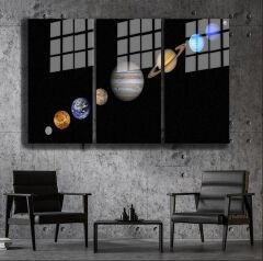 Ünlü Ressamlar ve Yapıtları Modern Yaşam Alanları İçin 3'lü Dikey Cam Tablo 698