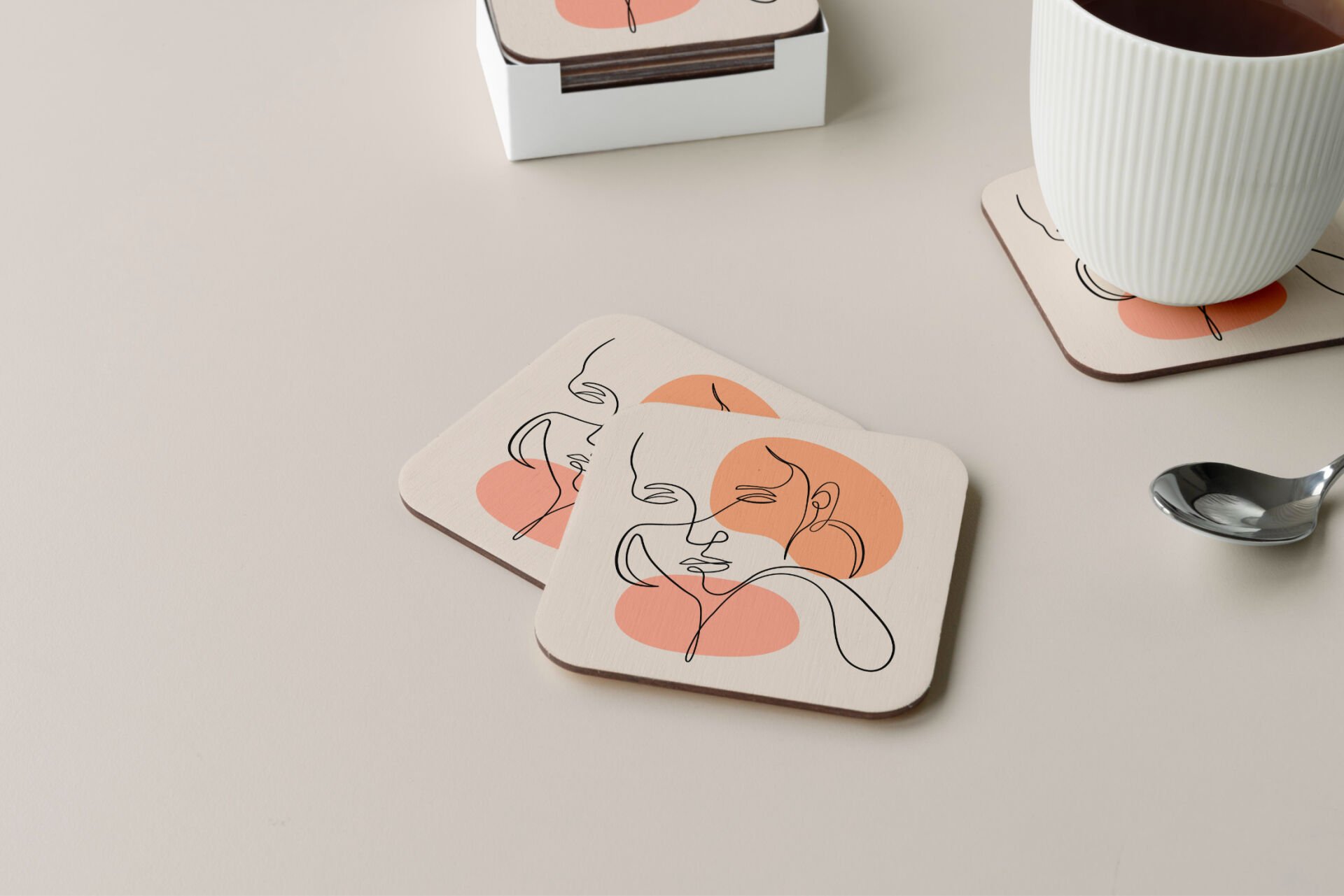Dekoratif Bardak Altlığı Minimal Desen 07