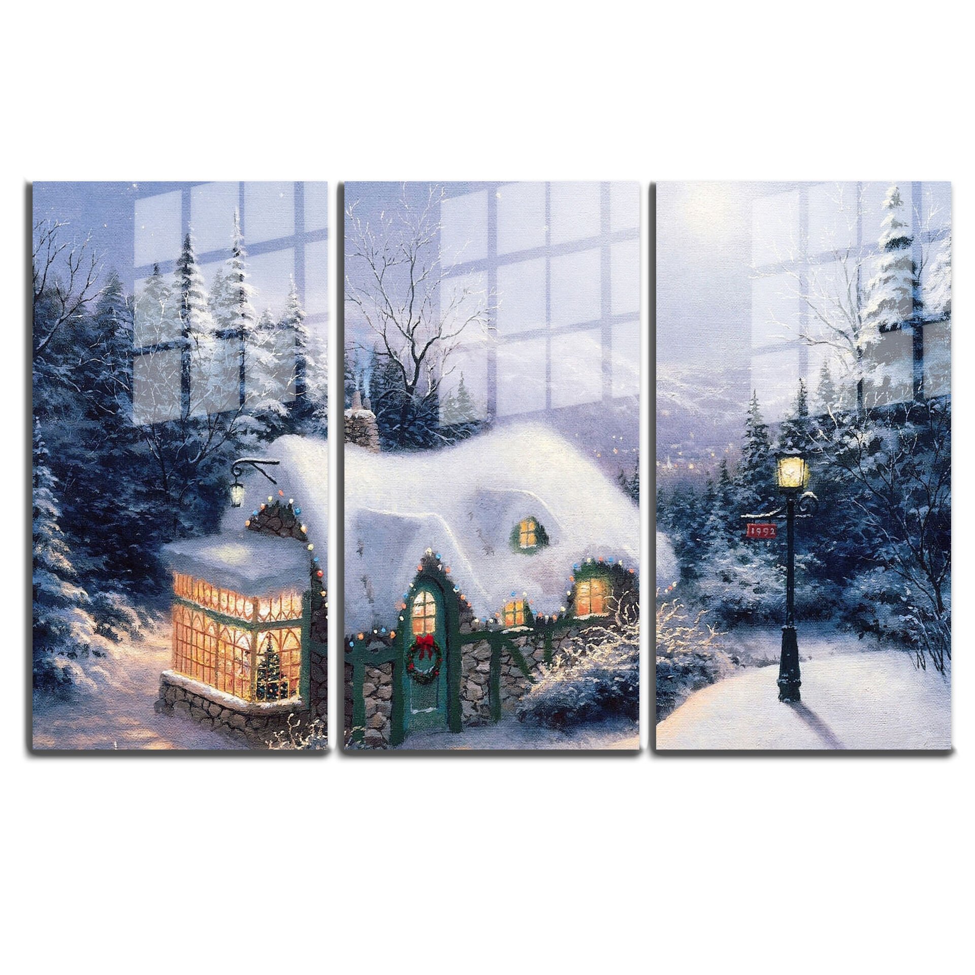 Ünlü Ressamlar ve Yapıtları Modern Yaşam Alanları İçin 3'lü Dikey Cam Tablo 699