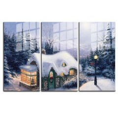 Ünlü Ressamlar ve Yapıtları Modern Yaşam Alanları İçin 3'lü Dikey Cam Tablo 699