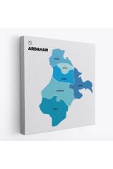 Ardahan İli ve İlçeler Haritası Dekoratif Kanvas Tablo 1272