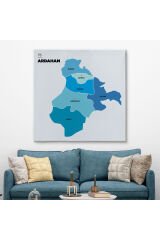 Ardahan İli ve İlçeler Haritası Dekoratif Kanvas Tablo 1272