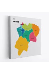 Artvin İli ve İlçeler Haritası Dekoratif Kanvas Tablo 1273