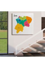 Artvin İli ve İlçeler Haritası Dekoratif Kanvas Tablo 1273