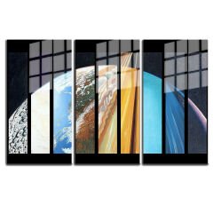 Ünlü Ressamlar ve Yapıtları Modern Yaşam Alanları İçin 3'lü Dikey Cam Tablo 701