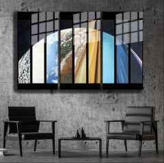 Ünlü Ressamlar ve Yapıtları Modern Yaşam Alanları İçin 3'lü Dikey Cam Tablo 701
