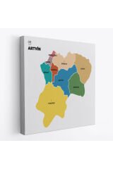 Artvin İli ve İlçeler Haritası Dekoratif Kanvas Tablo 1274