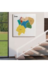 Artvin İli ve İlçeler Haritası Dekoratif Kanvas Tablo 1274