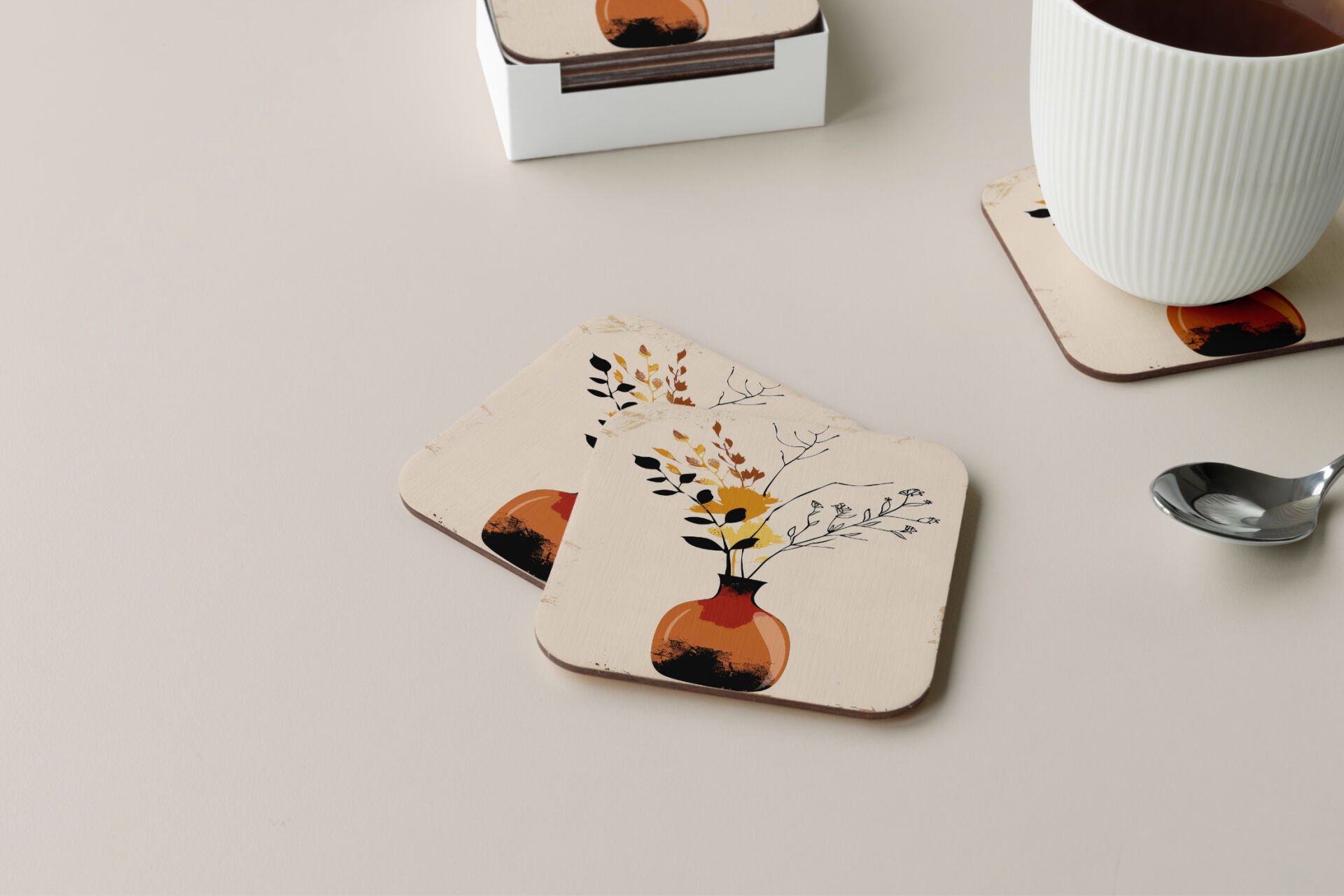 Dekoratif Bardak Altlığı Minimal Desen 12