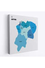 Artvin İli ve İlçeler Haritası Dekoratif Kanvas Tablo 1275
