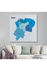 Artvin İli ve İlçeler Haritası Dekoratif Kanvas Tablo 1275