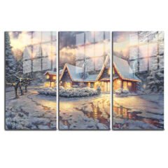 Ünlü Ressamlar ve Yapıtları Modern Yaşam Alanları İçin 3'lü Dikey Cam Tablo 705