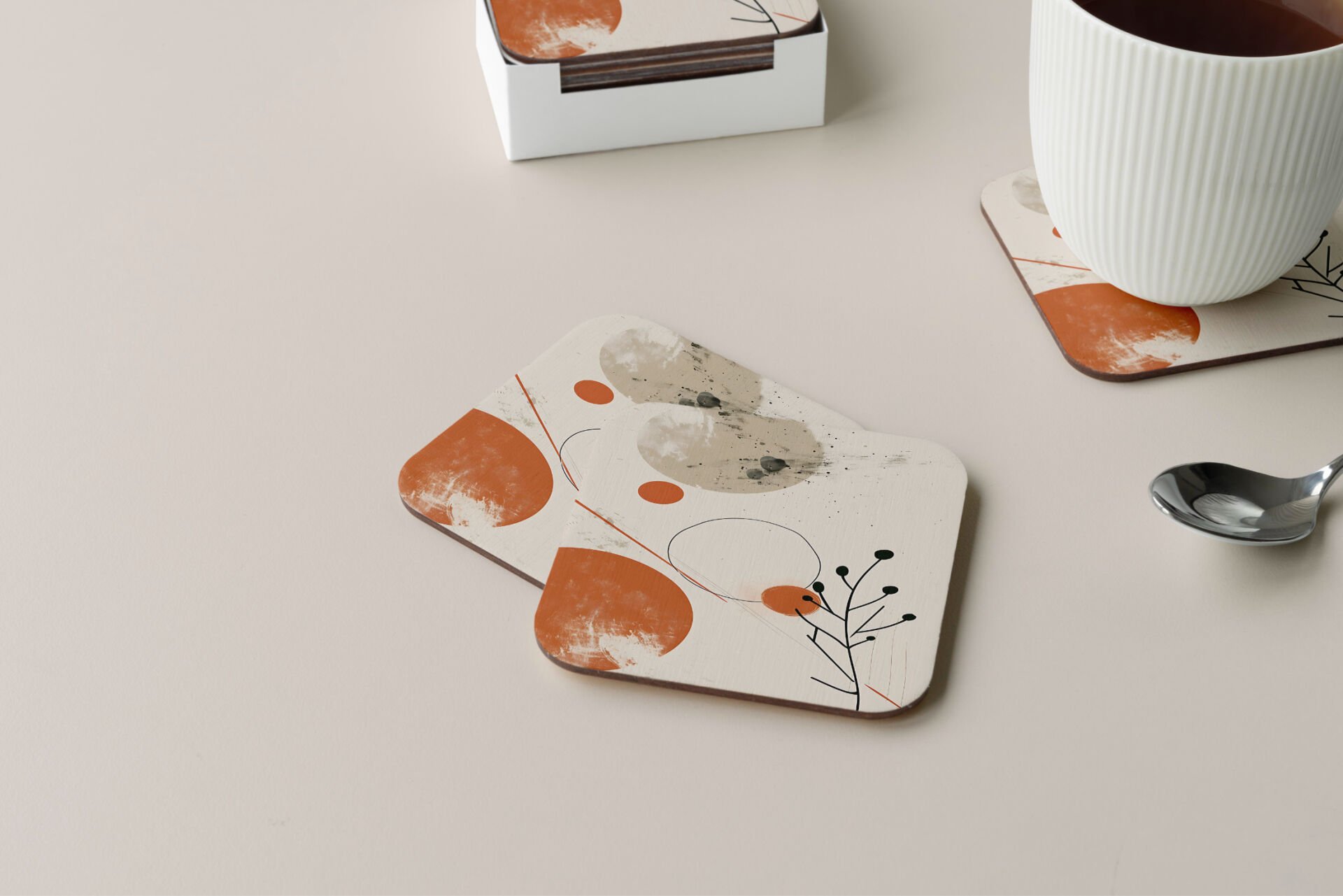 Dekoratif Bardak Altlığı Minimal Desen 16