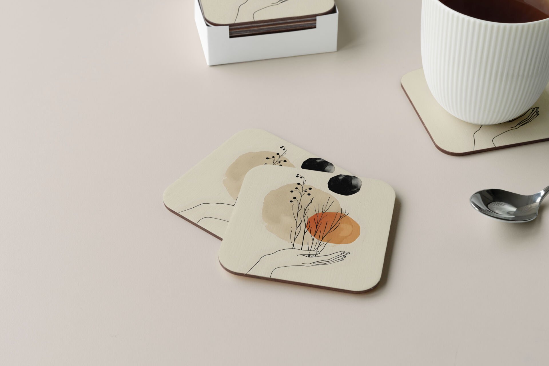 Dekoratif Bardak Altlığı Minimal Desen 17