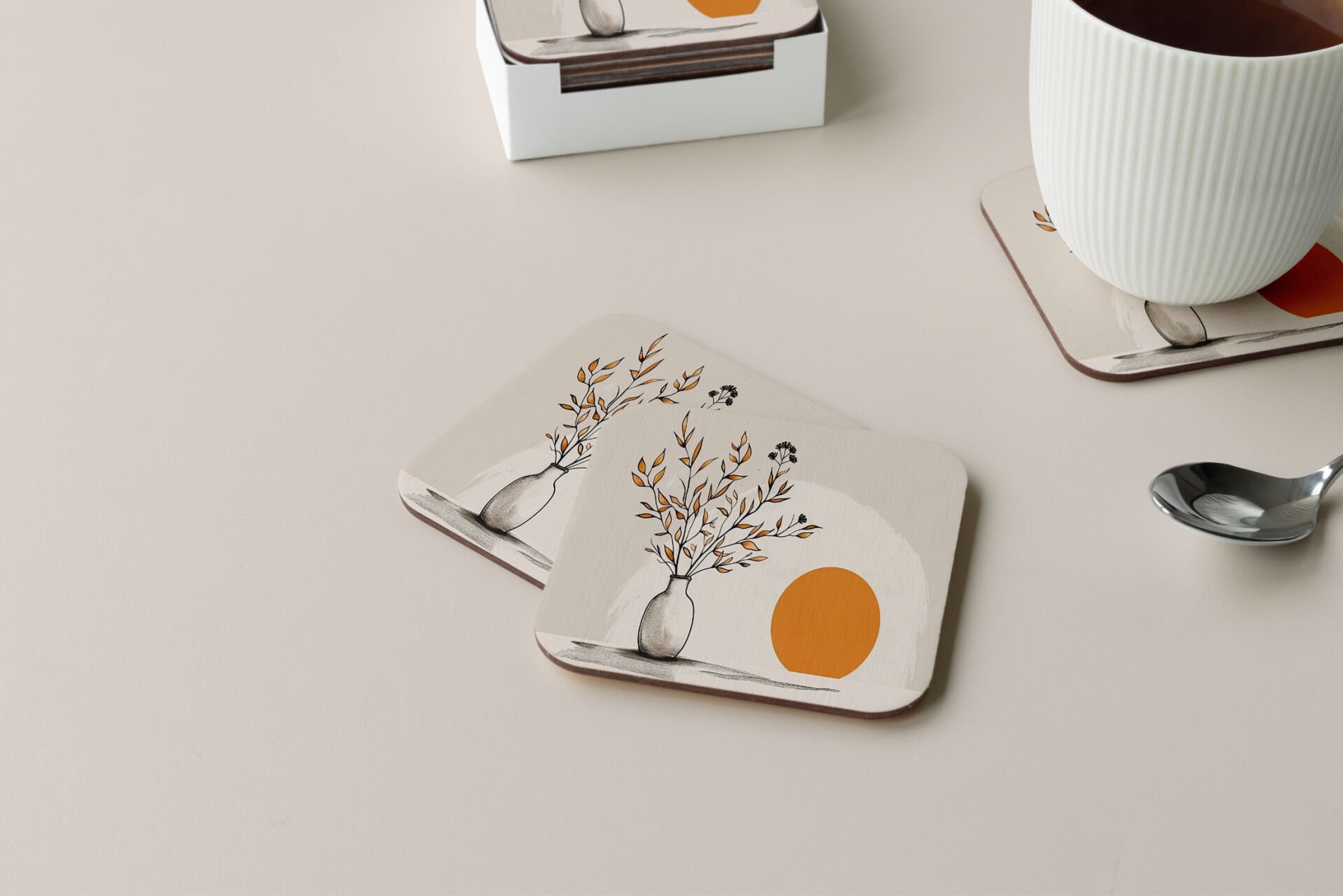 Dekoratif Bardak Altlığı Minimal Desen 18