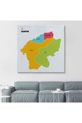 Bartın İli ve İlçeler Haritası Dekoratif Kanvas Tablo 1282