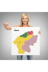 Bartın İli ve İlçeler Haritası Dekoratif Kanvas Tablo 1283