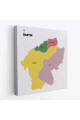 Bartın İli ve İlçeler Haritası Dekoratif Kanvas Tablo 1283