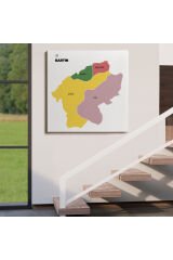 Bartın İli ve İlçeler Haritası Dekoratif Kanvas Tablo 1283