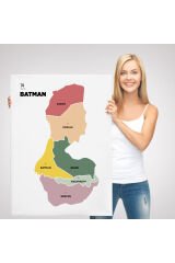 Batman İli ve İlçeler Haritası Dekoratif Kanvas Tablo 1286