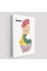Batman İli ve İlçeler Haritası Dekoratif Kanvas Tablo 1286