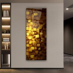 Soyut Gold Cam Tablo Özel Tasarım Ofis, Mutfak Çocuk Odası, Salon Dekorasyon