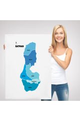 Batman İli ve İlçeler Haritası Dekoratif Kanvas Tablo 1287