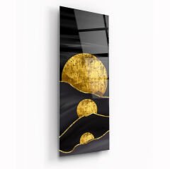 Soyut Gold Panoramik Cam Tablo Özel Tasarım Ofis, Mutfak Çocuk Odası, Salon Dekorasyon