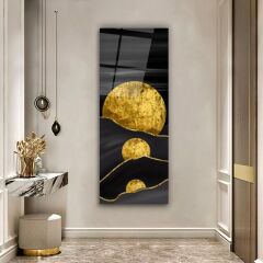 Soyut Gold Panoramik Cam Tablo Özel Tasarım Ofis, Mutfak Çocuk Odası, Salon Dekorasyon