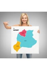 Bayburt İli ve İlçeler Haritası Dekoratif Kanvas Tablo 1288