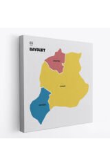 Bayburt İli ve İlçeler Haritası Dekoratif Kanvas Tablo 1289