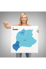 Bayburt İli ve İlçeler Haritası Dekoratif Kanvas Tablo 1290