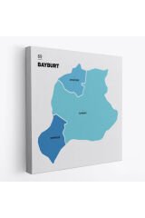 Bayburt İli ve İlçeler Haritası Dekoratif Kanvas Tablo 1290