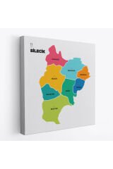 Bilecik İli ve İlçeler Haritası Dekoratif Kanvas Tablo 1291