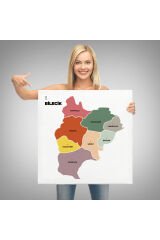 Bilecik İli ve İlçeler Haritası Dekoratif Kanvas Tablo 1292