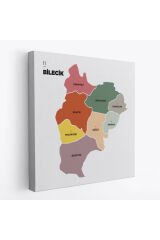 Bilecik İli ve İlçeler Haritası Dekoratif Kanvas Tablo 1292