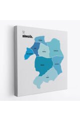 Bingöl İli ve İlçeler Haritası Dekoratif Kanvas Tablo 1296