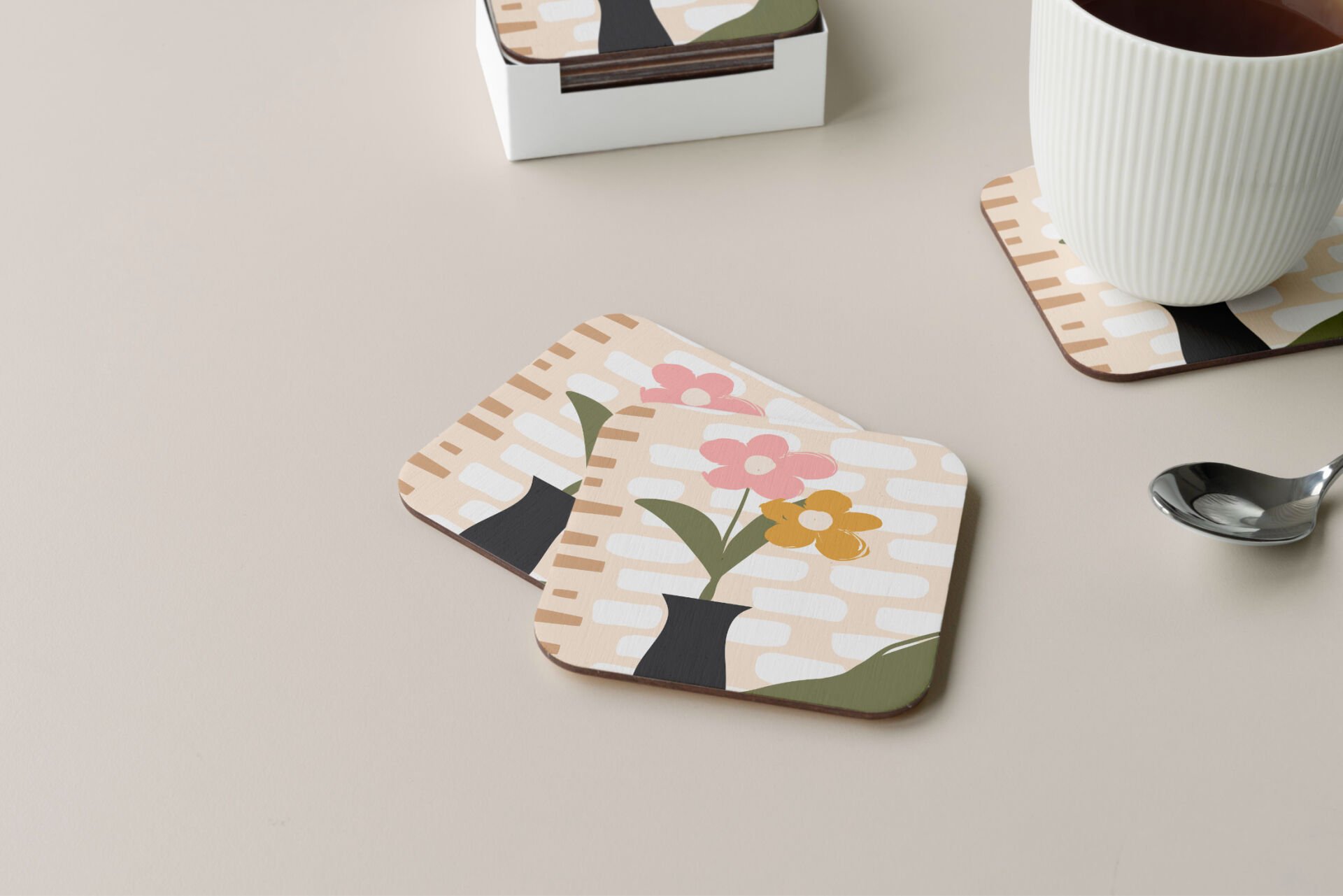 Dekoratif Bardak Altlığı Minimal Desen 33