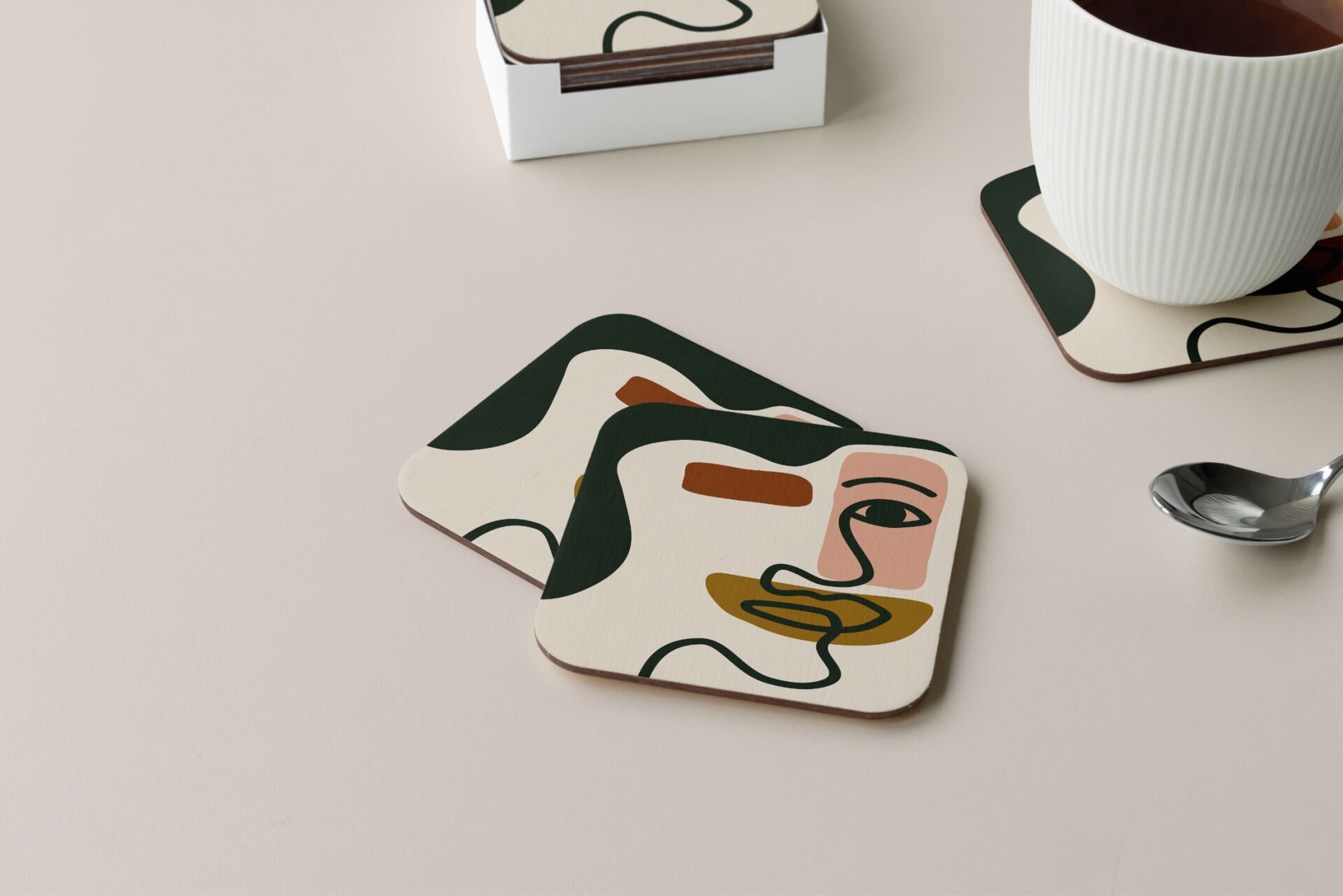 Dekoratif Bardak Altlığı Minimal Desen 34