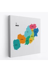 Bolu İli ve İlçeler Haritası Dekoratif Kanvas Tablo 1300