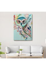 Çiçekler İçindeki Sanatsal Baykuş Tablosu-6208