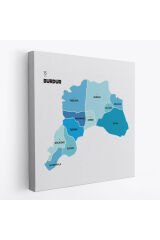 Burdur İli ve İlçeler Haritası Dekoratif Kanvas Tablo 1305