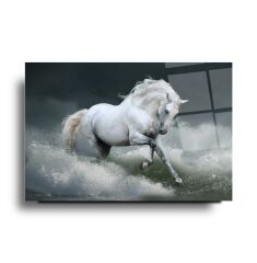 Dalgalar ve At Cam Tablo Özel Tasarım Ofis, Mutfak Çocuk Odası, Salon Dekorasyon